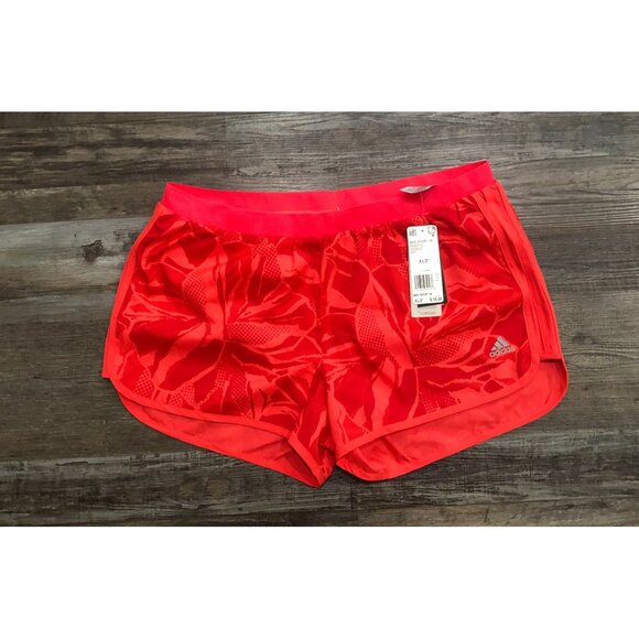 Adidas Running Womens XL Pink Floral Athletic 3" Shorts New with Tags - Picture 1 of 5